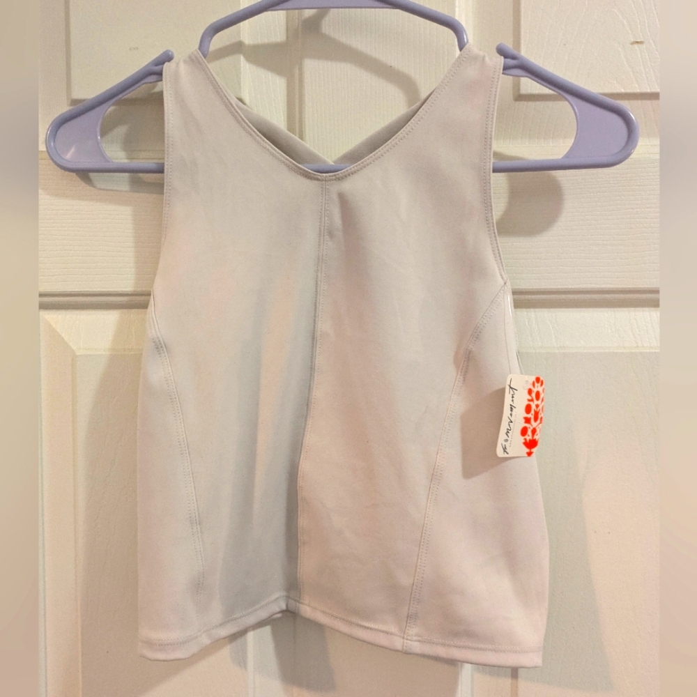 EUC Free People FP Movement Strappy Back Corset Tank in Stone, size S
